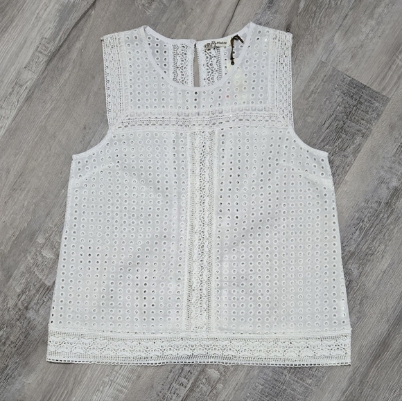 Laffaire Tops - NEW Laffaire Crocheted Tank Top Women's Size Large White Cotton